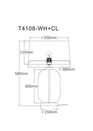 Szklana lampa stołowa z białym abazurem VAZE 1xE27 Zuma Line T4108-WH+CL