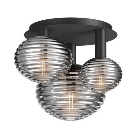 Lampa sufitowa czarna z 3 ryflowanymi kloszami Reels MOD268CL-03B Maytoni