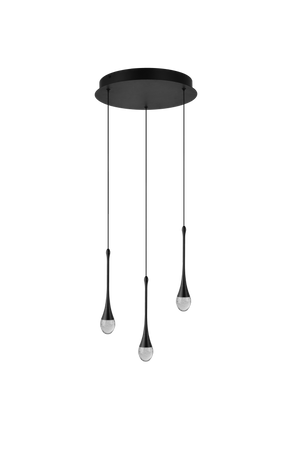 Czarna lampa wisząca LED z potrójnym zwisem DALMA 3 ROUND BK AZZARDO AZ6009