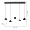 Lampa wisząca pięć wiszących czarnych kul na belce z funkcją SwitchMo BALLINI Just Light 15262-18