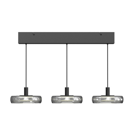 Potrójna czarna lampa wisząca ze szklanymi dymionymi kloszami  FLOAT LED 3000K Maytoni MOD498PL-L25BK1