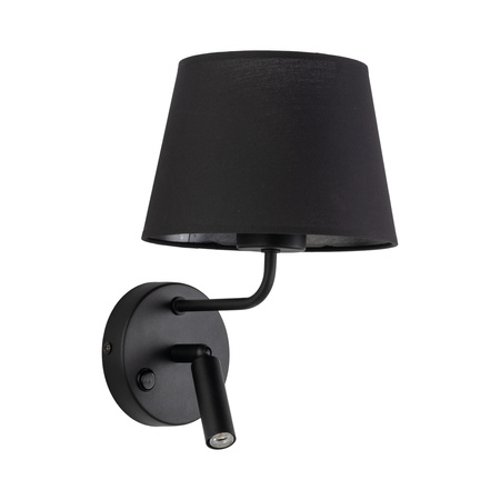 Czarny kinkiet z abażurem i dodatkową lampką do czytania MAJA BLACK 1XE27 1XG9 Tk Lighting 11392