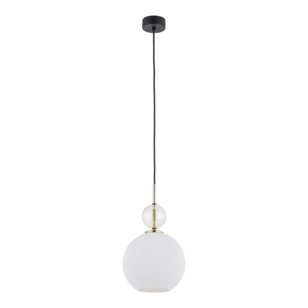 Lampa wisząca pojedyńcza szklana karbowana kula z ozdobną dodatkowa małą kulą SOPHIA BIG COGNAC WHITE 1xE27 Tk Lighting 10931