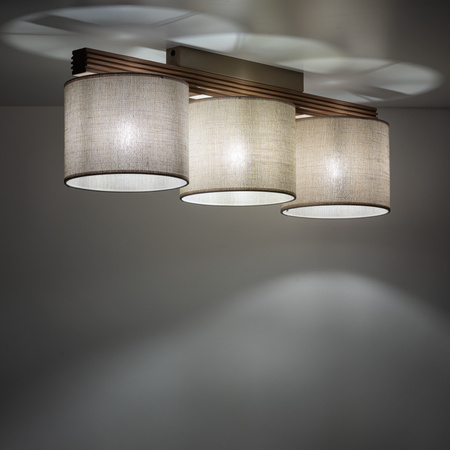 Lampa sufitowa trzy abażury na drewnianej podstawie VIGA SHADE SOSNA 3xE27 Tk Lighting 11880