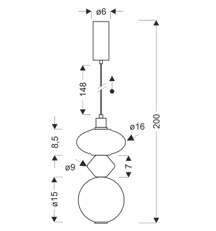 Lampa wisząca pojedyńcza szklany klosz z ozdobami z ceramiki FLORES 10W LED 3000K Candellux Studio 31-50632