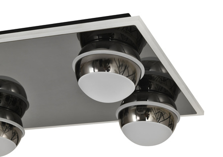 Plafon szóstka prostokątny Biarritz czarny chrom Aviano Lighting 9047-705