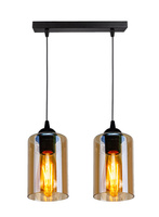Bistro lampa wisząca czarny 2x40w e27 klosz brązowy Candellux 32-00538