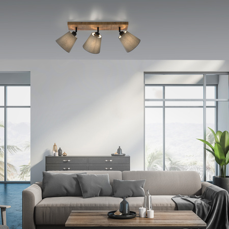 Lampa sufitowa drewniana podstawa i 3 abażury GREEN MICHEL 3xE27 Just Light 11582-79