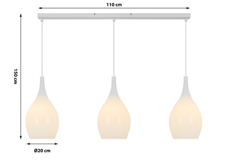 Lampa wisząca potrójna szklana BLANCO Wofi Basic 7031-0306