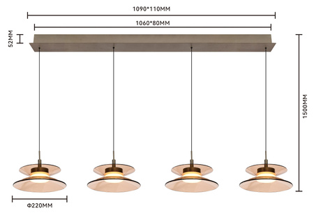 Lampa wisząca czwórka prosta Crema brąz / klosz coffee Aviano Lighting 7058-421