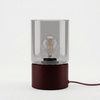 Burgundowa lampka stołowa z dymionym kloszem DEX Kaja Lighting K-6052