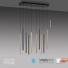 Lampa wisząca 10 cienkich tub MATOWY MOSIĄDZ/CZARNY LED 3000K FLUTE Paul Neuhaus 2110-18 z wbudowanym ściemniaczem
