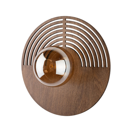 Okrągły ozdobny kinkiet drewniany 30cm ze szklanym kloszem LUNAR WOOD 1xG9 Tk Lighting 11014
