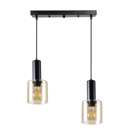 ISAR LAMPA WISZĄCA CZARNY 2X40 E27 KLOSZ BURSZTYNOWY Candellux 32-21304