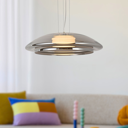 Lampa wisząca z szerokim szklanym dymionym kloszem OMBRE 34 satynowy złoty 1xGX53 Candellux Studio 31-51103