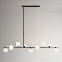 Czarna lampa wisząca z białymi kloszami na belce FILO Kaja Lighting K-5853