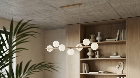 Beżowa lampa wisząca z kloszami do jadalni ARDI Kaja Lighting K-5842