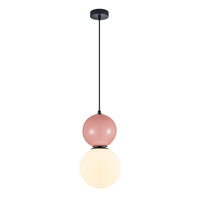 Lampa wisząca różowa kula z białym kloszem o średnicy 20cm 1xE27 Mastal Italux PND-36603-1L-BK-PK