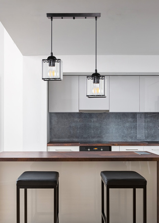 GLASSIA LAMPA WISZĄCA CZARNY 2X40 E27 KLOSZ CZARNY+KRYSZTAŁY BEZBARWNE Candellux 32-21113