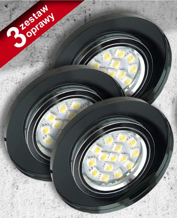 ZESTAW TRZECH OPRAW SS-15 CH/BK CZARNE  3X50W GU10 BEZ ZARÓWKI Candellux 99-48479