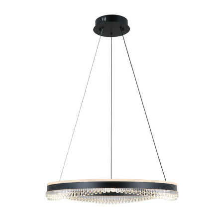 Czarny okrąg wiszący o średnicy 60cm z elementami ozdobnymi z akrylu Morte Italux PND-34535-L-BK