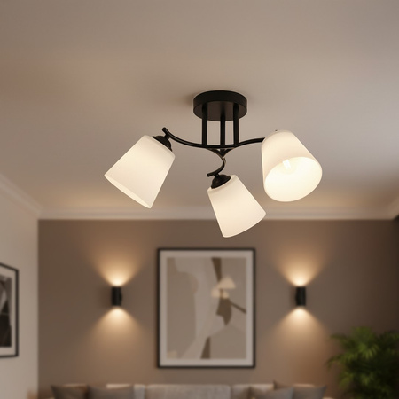 Czarna potrójna lampa sufitowa Pafos Black do salonu 3xE27 Milagro ML2257