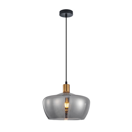 Lampa wisząca szklany dymiony klosz o średnicy ok 30cm 1xE27 Parola Italux PND-3636-1-BRO-SG