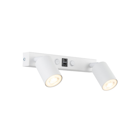 Podwójny kinkiet w kolorze białym z gniazdem USB NEX WHITE 2XGU10 Tk Lighting 11355
