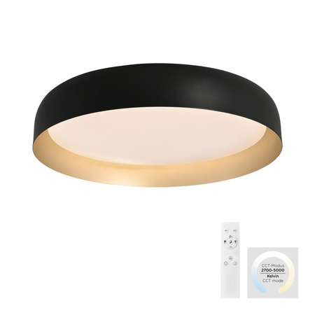 Okrągły czarny plafon sufitowy o średnicy 57cm LED sterowany pilotem OSKO Just Light 14216-18