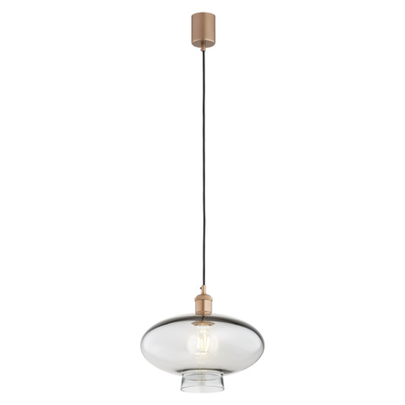 Lampa wisząca w kolorze miedzianym szklany dymiony klosz o średnicy 30cm TRESCO Argon 8981