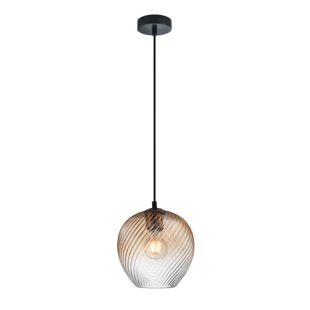 Lampa wisząca pojedyńcza kulisty klosz z dekoracyjnym spiralnym wzorem 1xE27 Alias Italux PND-3664-1-BRO-AMB