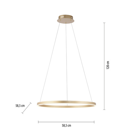 Ring wiszący w kolorze matowego mosiądzu o średnicy 58cm RITUS LED 3000K z funkcją SwitchMo Just Light 15394-60