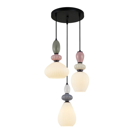 Lampa wisząca potrójna do jadalni z ceramiki i szkła 3xE27 Altra Italux PND-36787-3-BK-WH