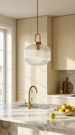 Lampa wisząca z ryflowanym, transparentnym kloszem LIRA Kaja Lighting K-6060
