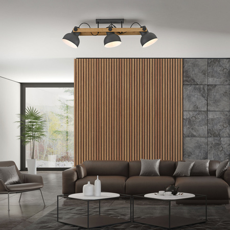 Lampa sufitowa drewniana z trzema metalowymi kloszami CUP 2.0 3xE27 Just Light 15745-18
