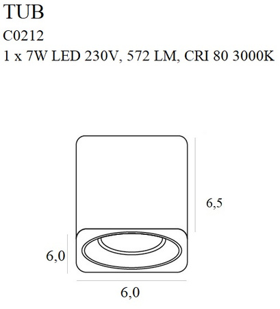 MAXLIGHT C0212 LAMPA SUFITOWA TUB KWADRAT CZARNY + PIERŚCIEŃ OZDOBNY ZŁOTY RC0155/C0156 GOLD