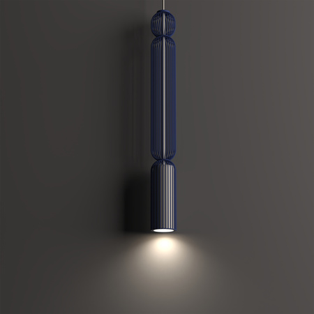Lampa wisząca beżowa tuba osłonięta granatowymi drutami 1xGU10 SINGLES A Nowodvorski 12196