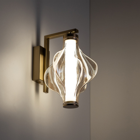 Nowoczesny kinkiet z ciekawym szklanym kloszem LED 3000K ELVA BRASS Tk Lighting 18218