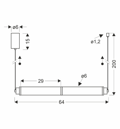 Lampa wisząca pozioma szklana tuba 66cm CORTE 18W LED 3000K Candellux Studio 32-50779