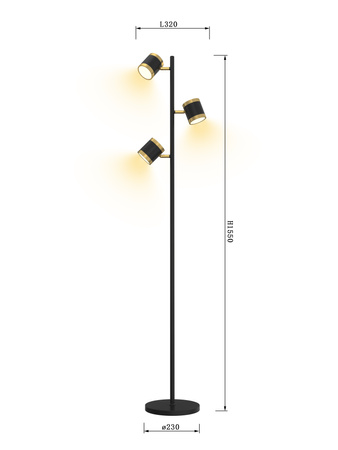 Lampa podłogowa TOULOUSE potrójna LED Wofi Premium 3003-304S