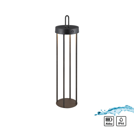 Czarna przenośna lampka stołowa bezprzewodowa także na zewnątrz ładowana USB IP44 ANSELM 19301-18