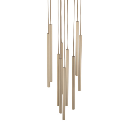 Lampa wisząća dziesięć ryflowanych cienkich rurek FERRO SABIA CHAMPAGNE 10XG9 KOŁO Tk Lighting 11494