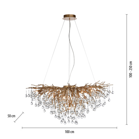Lampa wisząca gałązki z kryształkami w kolorze starego mosiądzu 100cmx50cm nad stół ICICLE Paul Neuhaus 2192-11