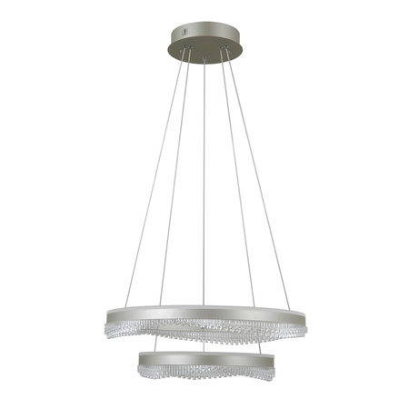 Lampa wisząca srebrna dwa okręgi LED Morte Italux PND-34535-2L-SILV