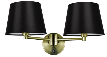 IBIS LAMPA KINKIET PATYNOWY 2X40W E14 ABAŻUR CZARNY Candellux 22-27603