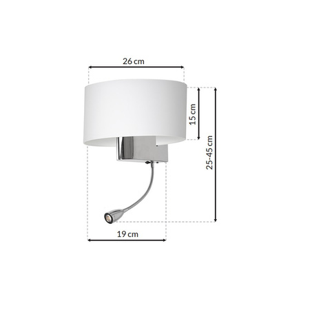 Kinkiet do sypialni Casino 1xE27 + 1W LED Biały/Chrom Milagro ML6372