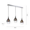 Lampa wisząca trzy zwisające klosze na chromowanej listwie PILUA 3xE27 Paul Neuhaus 2063-17