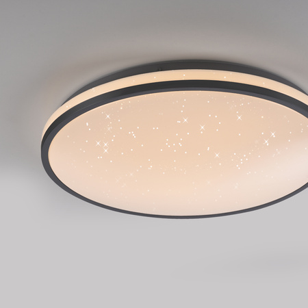 Okrągła lampa sufitowa 38cm z czarną obramówką z funkcją SwitchMo KYLE LED 3000K Just Light 14294-18