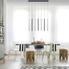 Lampa wisząca siedem cienkich tub MATOWY MOSIĄDZ/CZARNY LED 3000K FLUTE Paul Neuhaus 2117-18 z wbudowanym ściemniaczem