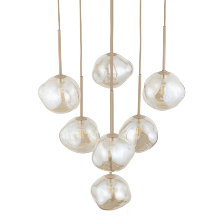 Lampa wisząca w kolorze sabia z koniakowymi kloszami do salonu LAVA SABIA 7xG9 Tk Lighting 11329